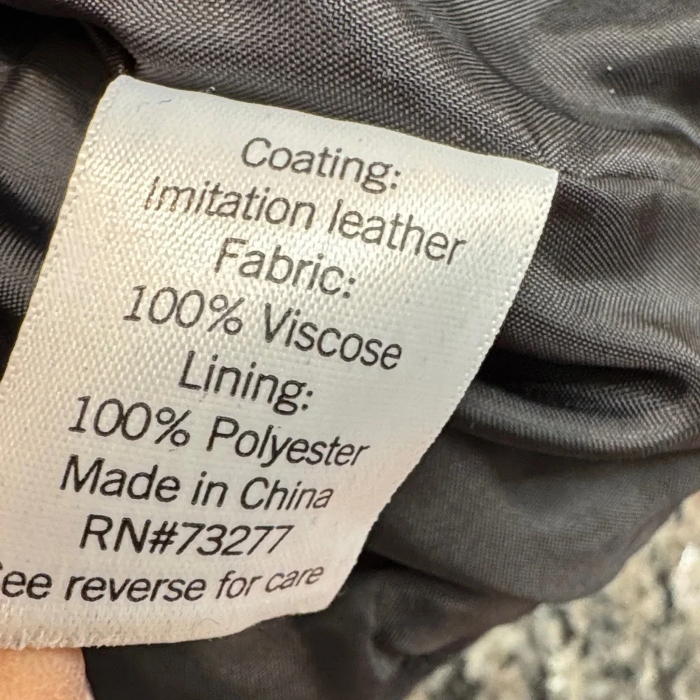 Nine West Black Faux Leather Bomber Jacket with Zip Pockets L